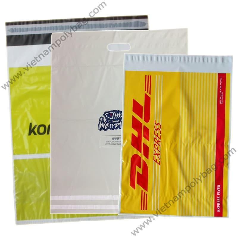 Mailing plastic bag with glue tape
